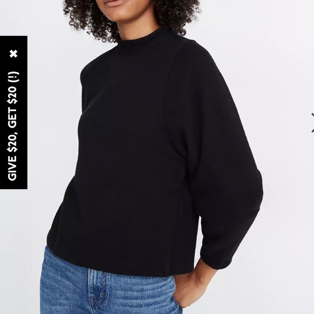 Madewell textured button back mock neck sweater
